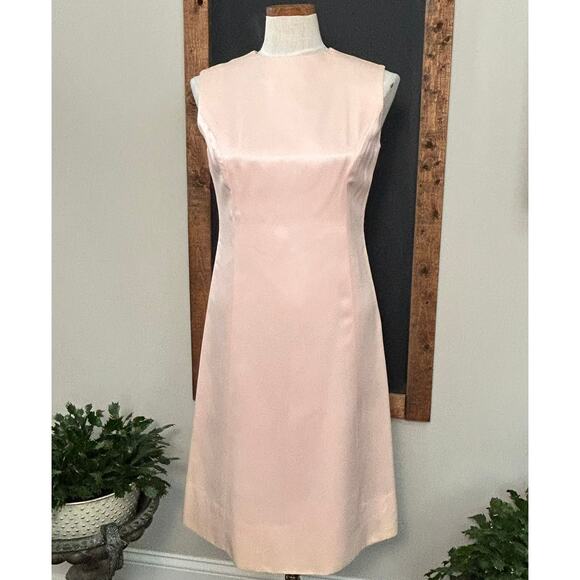 Vintage 50s Pink Satin Dress Bolero Set L Floral Brocade Cocktail Party Formal - Picture 9 of 16